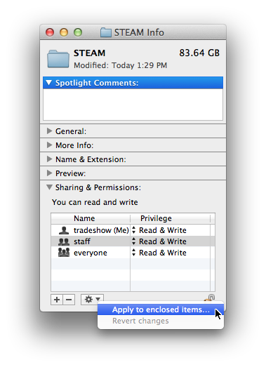 STEAM Permissions Mac