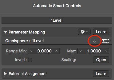 logic x smart controls omnisphere 2 parameter select list icon