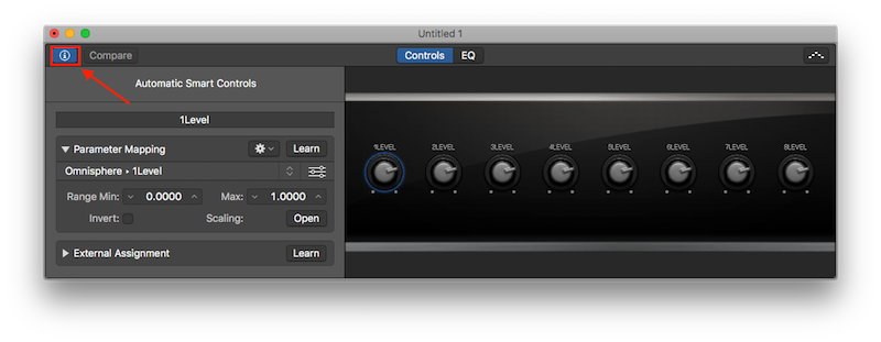 logic x smart controls omnisphere 2 inspector